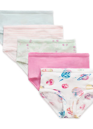 Burt's Bees Baby Baby Toddler Girl Underwear, Organic Cotton, Pack of 5, Planets & Unicorns, 4-5T
