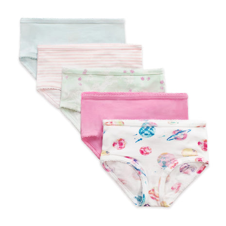 Burt's Bees Baby Baby Toddler Girl Underwear, Organic Cotton, Pack of 5, Planets & Unicorns, 4-5T