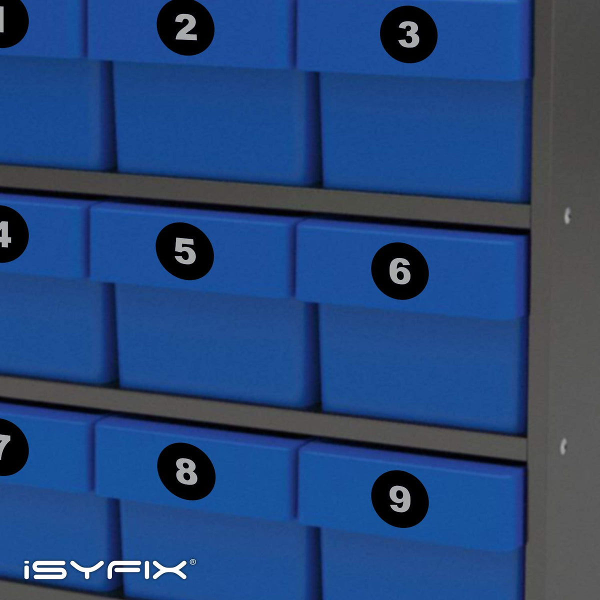 iSYFIX Black Consecutive Number Stickers – 1 to 50, 1.5-inch, 1 Set – Vinyl Black Self Adhesive Premium Decal, Ideal for Inventory, Storage, Organizing, Boxes, Bins, Toolbox, Lockers & More, Outdoor