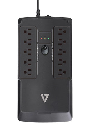V7 UPS1DT550-1N UPS 550VA Desktop (330W, 10 Outlets NEMA 5-15 (B) (5 Battery Backup+5 Surge only), USB, Simulated Sine Wave, 6ms Transfer time, RJ-11/RJ-45 Protection) Black