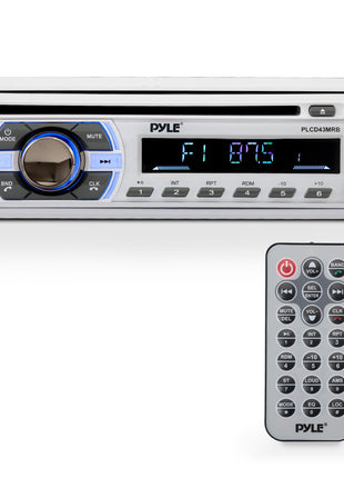 Boat Bluetooth Marine Stereo Receiver - Marine Head Unit Din Single Stereo Speaker Receiver - Wireless Music Streaming/Hands-Free Calling/CD Player/MP3/USB/Aux/ Marine AM FM Radio - Pyle PLCD43MRB