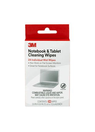 3M Notebook Screen Cleaning Wipes, 3.9 x 6.9 Inches (CL630), White, 24 individual wet wipes (Packaging may vary)