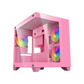 DIYPC ARGB-Q1.V2-P Pink USB3.0 Tempered Glass Micro ATX Gaming Computer Case w/Dual Tempered Glass Panel and 3 x ARGB 120mm Fans (Pre-Installed)