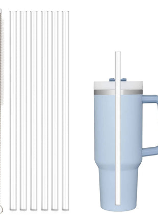 Replacement Straw Compatible with Stanley 40 oz 30 oz Cup Tumbler, 6 Pack Reusable Straw with Cleaning Brush, Plastic, Clear