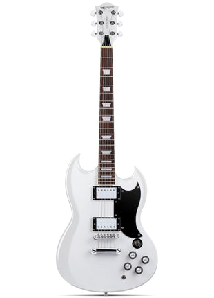 Leo Jaymz 39 Inch Solid Body Electric Guitar   Poplar Wood Body 1/4Maple Neck and Laurel Wood Fretboard (White)