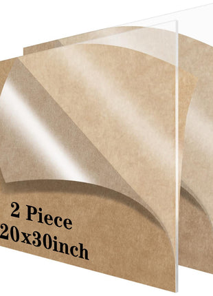 20 x 30 Acrylic Sheet 1/8 inch Thick 3mm Lesnlok 2 Pieces Clear Plexiglass Sheet,for Sign,Craft,Photo Frame, DIY Display Projects (2, 20 x 30 x 1/8)