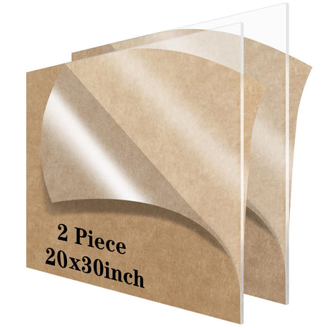 20 x 30 Acrylic Sheet 1/8 inch Thick 3mm Lesnlok 2 Pieces Clear Plexiglass Sheet,for Sign,Craft,Photo Frame, DIY Display Projects (2, 20 x 30 x 1/8)
