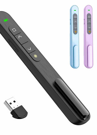 QUI Presentation Clicker with Volume Control, Wireless Presenter Remote | Plug & Play 2.4GHz USB Slide Advancer Compatible with Mac/Windows, Works with PowerPoint, Keynote, and Google Slides