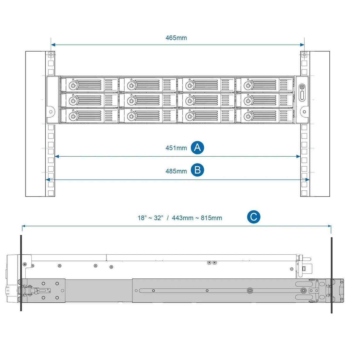 QNAP Qnap 2U Rail Kit (RAIL-B02),Silver