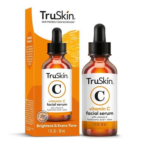 TruSkin Brightening Vitamin C Serum for Face with Hyaluronic Acid, 1 fl oz | Anti aging face serum with Vitamin E to improve the look of dark spots, fine lines, skin tone & support radiant-looking skin