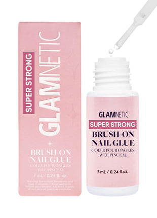 Glamnetic Super Strong Brush On Nail Glue | Brush Tip Applicator, Mess Free, Travel Friendly, Vegan | Durable & Long-Lasting | .24 fl. oz.