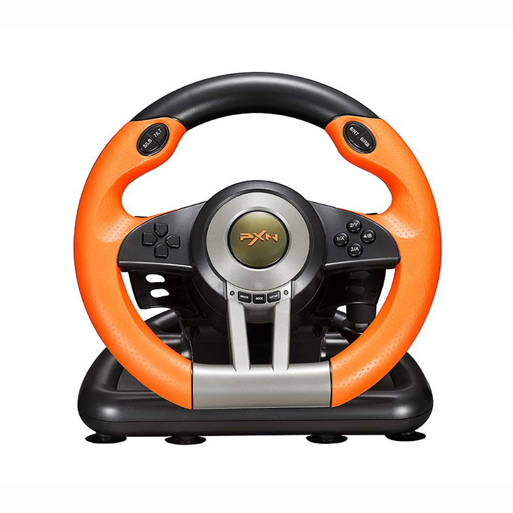 PXN PC Racing Wheel, V3II 180 Degree Universal Usb Car Sim Race Steering Wheel with Pedals for PS3, PS4, Xbox One, Xbox Series X/S, Switch (Orange)