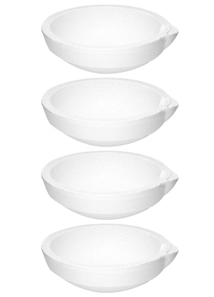 QWORK Ceramic Crucible Bowl, 4 Pcs Quartz Melting Dishes Pot for Melting Casting Refining Gold Silver Brass Alloy, 250g