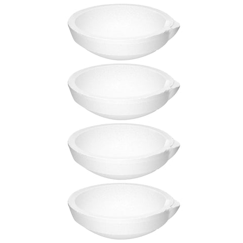 QWORK Ceramic Crucible Bowl, 4 Pcs Quartz Melting Dishes Pot for Melting Casting Refining Gold Silver Brass Alloy, 250g