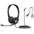 Cyber Acoustics Stereo Headset (AC-204), 3.5mm Stereo & Y-Adapter, Home, K12 School Classroom and Education