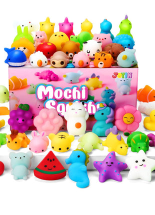 JOYIN Mochi Squishy Toys Set, Random 25 Pack Mini Squishy Mochi, Party Favors for Kids, Kawaii Stress Relief Toys, Basket Stuffers, Goodie Bags Fillers, Birthday Gifts, Classroom Prizes