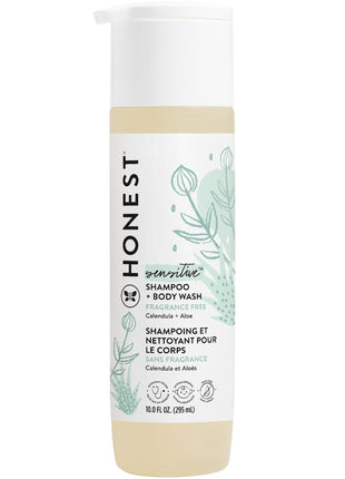 The Honest Company 2-in-1 Baby Shampoo & Body Wash, Fragrance-Free, Tear-Free, Hypoallergenic, Naturally Derived, Sensitive Skin, 10 fl oz