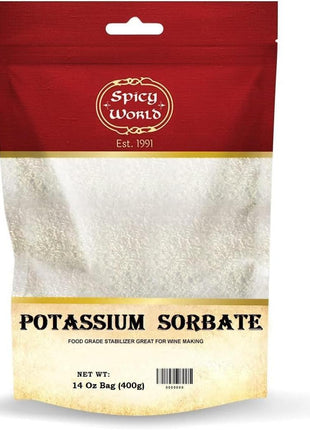 Spicy World Potassium Sorbate 14 Oz - Food Grade - Great Wine Stabilizer, Preservative for Gummies, Mead, Cider & More!