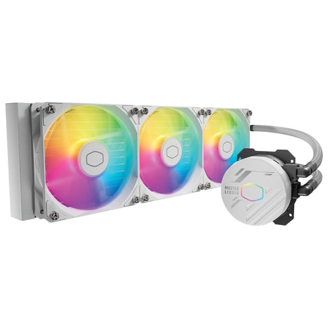 Cooler Master 360L Core AIO CPU Liquid Cooler 鈥?360mm Radiator, 3x ARGB PWM Fans, Patented Gen S Dual-Chamber Pump, Quiet Cooling & Easy Installation, AMD AM5/AM4 & Intel LGA 1851/1700, White