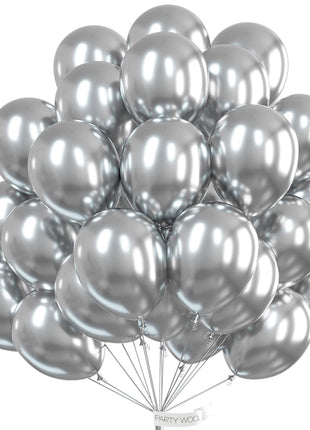 PartyWoo Silver Balloons 50pcs Latex Helium Balloons 12 Inch | Birthday Wedding Anniversary Graduation Bachelorette Engagement Bridal Shower Party Decorations Silver-G102