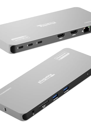 Plugable Thunderbolt 4 Dock for Quad Monitors 100W, Thunderbolt Docking Station Connects up to Four 4K Monitors for Windows and Mac Laptops, 2x HDMI, 4x Thunderbolt 4/USB C, Driver Required TBT-6950PD