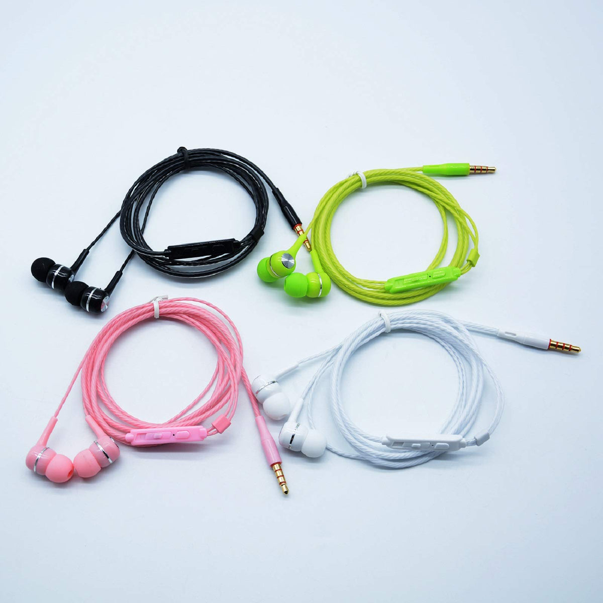YNR 4 Pairs Wired Earbuds with Microphone & Volume Control, in Ear Earphones for School, Noise Islating High Definition, for 3.5mm Jack iPhone iPad iPod Samsung Google Devices (A12-4)