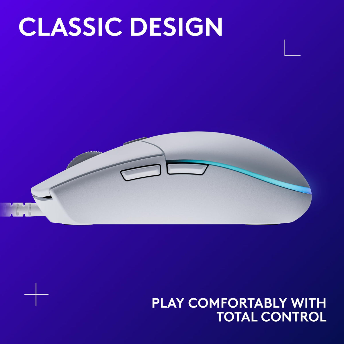 Logitech G203 Wired Gaming Mouse, 8,000 DPI, Rainbow Optical Effect LIGHTSYNC RGB, 6 Programmable Buttons, On-Board Memory, Screen Mapping, PC/Mac Computer and Laptop Compatible - White