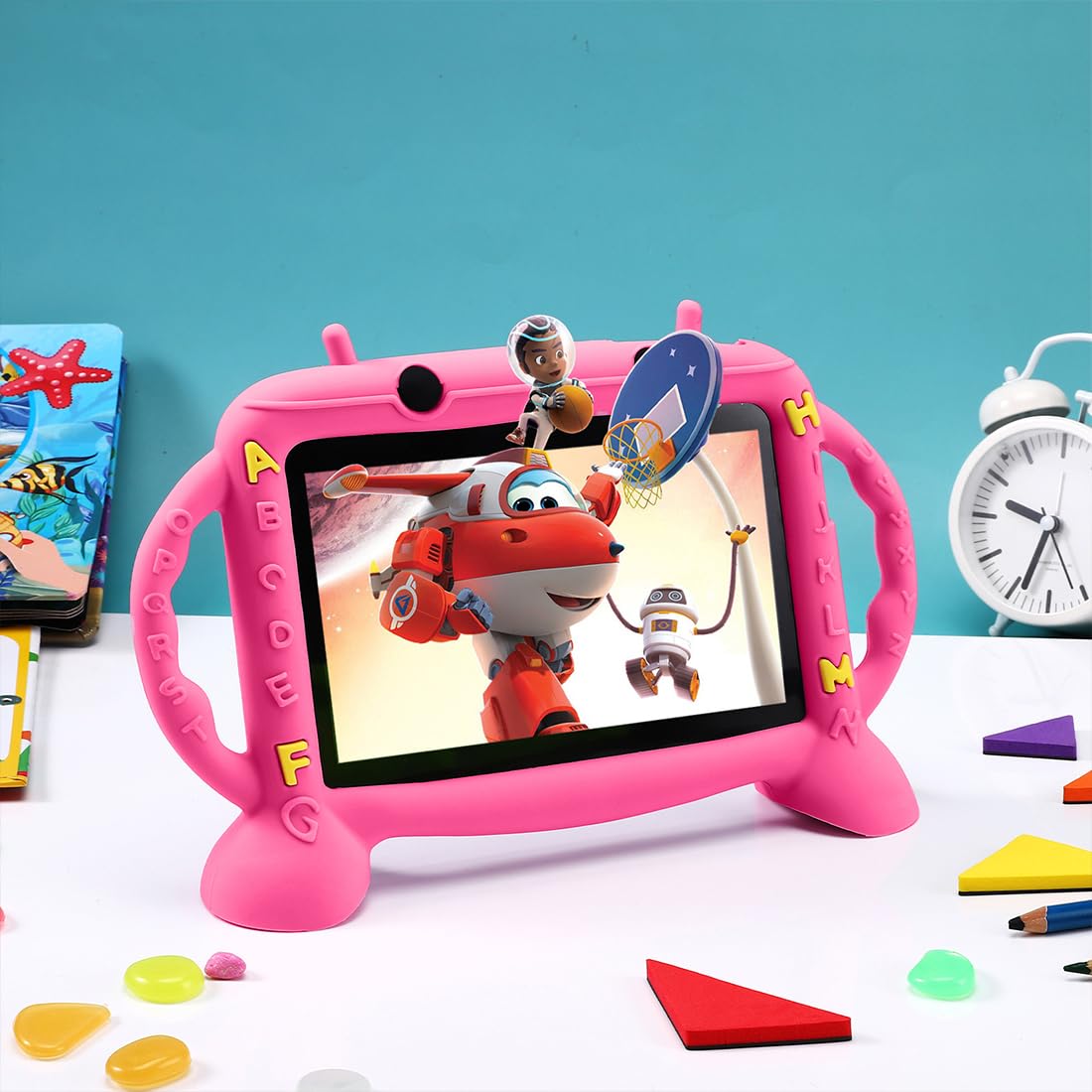 MengDash Kids Tablet, 7 inch Tablet for Kids 2-10, Educational Learning Toddler Tablet Android 11, 3GB RAM+32GB ROM Storage, Google Play YouTube, Baby Girl boy Present (Red)