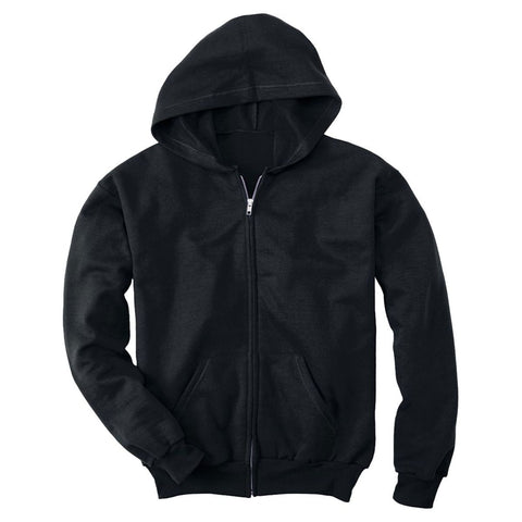 Hanes Boys' EcoSmart Full Zip Hooded Jacket, Black, Large