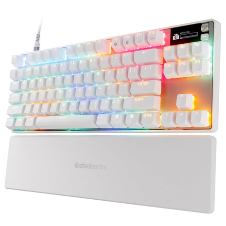 SteelSeries Apex Pro TKL Gen 3 Gaming Keyboard - OmniPoint 3.0 Analog Magnetic Switches, Quickset Auto-Presets (Rapid Trigger, Rapid Tap/SOCD, Protection Mode), OLED, RGB, PBT Keycaps, USB-C, White