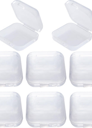 BEIQIYA 6pcs Clear Plastic Ear Plug Cases, 1.8cm Thicken Mini Jewelry Storage Cases, Small Portable Square Bead Storage Box Organizer for Earplugs Necklaces Handicrafts