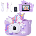 Unicorn Toys Camera for Kids Girls Age 3-8, Toddler Kids Digital Camera Christmas Birthday Gifts for 3 4 5 6 7 8 Years Old Girl, Cute Selfie Video Camera, HD 1080P, 32GB SD Card, Purple