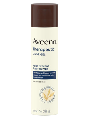 Aveeno Therapeutic Shave Gel with Oat and Vitamin E to Help Prevent Razor Bumps, Soothes Dry Skin and Provides a Close, Smooth Shave with Less Irritation, Fragrance-Free, 7 oz