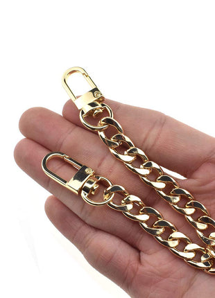 HAHIYO Purse Chain Strap 7.9 inches SPOT-ON Gold for Shoulder Cross Body Sling Purse Handbag Clutch Replacement Comfortable Flat 0.4' Wide Enough 2.4mm Extra Thick Metal 1 Pack