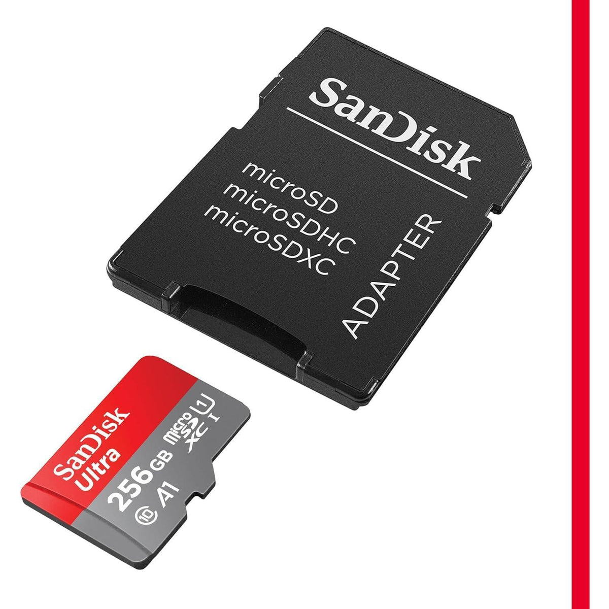 SanDisk 256GB Ultra microSDXC UHS-I Memory Card with Adapter - Up to 150MB/s, C10, U1, Full HD, A1, MicroSD Card - SDSQUAC-256G-GN6MA [New Version]