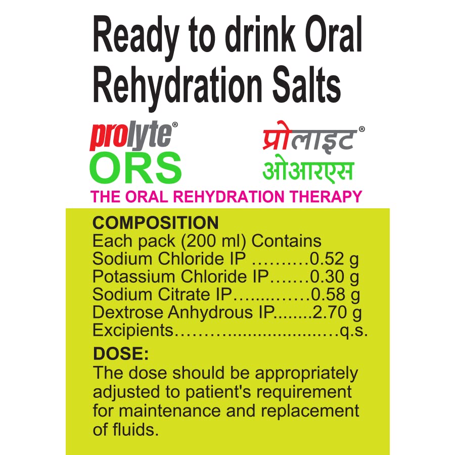 Cipla Prolyte Ors Ready To Drink Oral Rehydration Contains Vital Electrolytes Vegetarian|Restores Body Lost Due To Sweating,Diarrhea&Vomiting|Who Formula (Nimbu Paani,Pack Of 10), Lemon