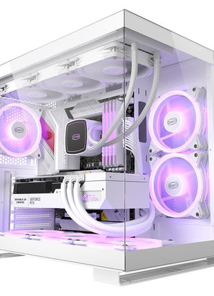 PCCOOLER CPS - C3 T500 ARGB White - Mid Tower - Gaming Desktop Case with 6 ARGB Fans - ATX/M-ATX/ITX - 270 Column Free Panoramic View - 360MM Radiator & 400MM GPU Support (C3-T500WHD6-GL)