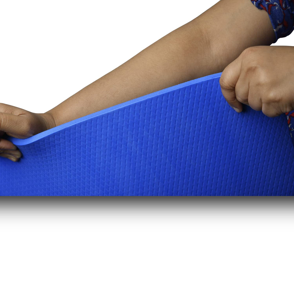 ZUSTLE 10MM Extra Thick Yoga Mat for Men and Women with Anti-Slip, Light Weight, Extra Large Made by EVA Quality for Gym Workout, Yoga Fitness, Pilates, and Meditation - Unisex (Blue)