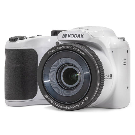 KODAK PIXPRO AZ255 16MP Digital Camera, 25x Optical Zoom, AA, OIS, White | 1080p Full HD Video, 24mm Wide Angle Lens, 3 Inch LCD, Bridge Camera, Wildlife and Travel Photography, SD Card
