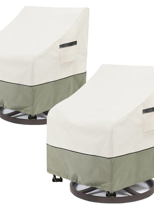 Outdoor Swivel Lounge Chair Cover 2 Pack,100% Waterproof Heavy Duty Outdoor Chair Covers,(33 W x 35 D x 38.5 H inches) Patio Furniture Cover for Swivel Patio Chair,White&Grayish Green