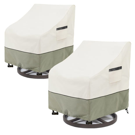 Outdoor Swivel Lounge Chair Cover 2 Pack,100% Waterproof Heavy Duty Outdoor Chair Covers,(33 W x 35 D x 38.5 H inches) Patio Furniture Cover for Swivel Patio Chair,White&Grayish Green