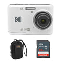 Kodak PIXPRO FZ45 Friendly Zoom 16MP Full HD Digital Camera, White, Bundle with 32GB Memory Card and Camera Bag