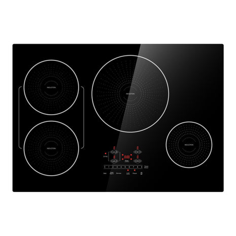30 Inch Induction Cooktop 4 Burners, Flat Glass Top Electric Stove with Bridge-SYNC, 3 Preset Modes Booster, Timer, Pause, Child Lock, Drop in, 208~240V/40A, Black