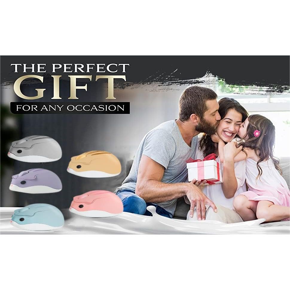 2.4GHz Wireless Mouse Cute Hamster Shape Less Noice Portable Mobile Optical 1200DPI USB Mice Cordless Mouse for PC Laptop Computer Notebook MacBook Kids Girl Men Women Adults Gift (Pink)