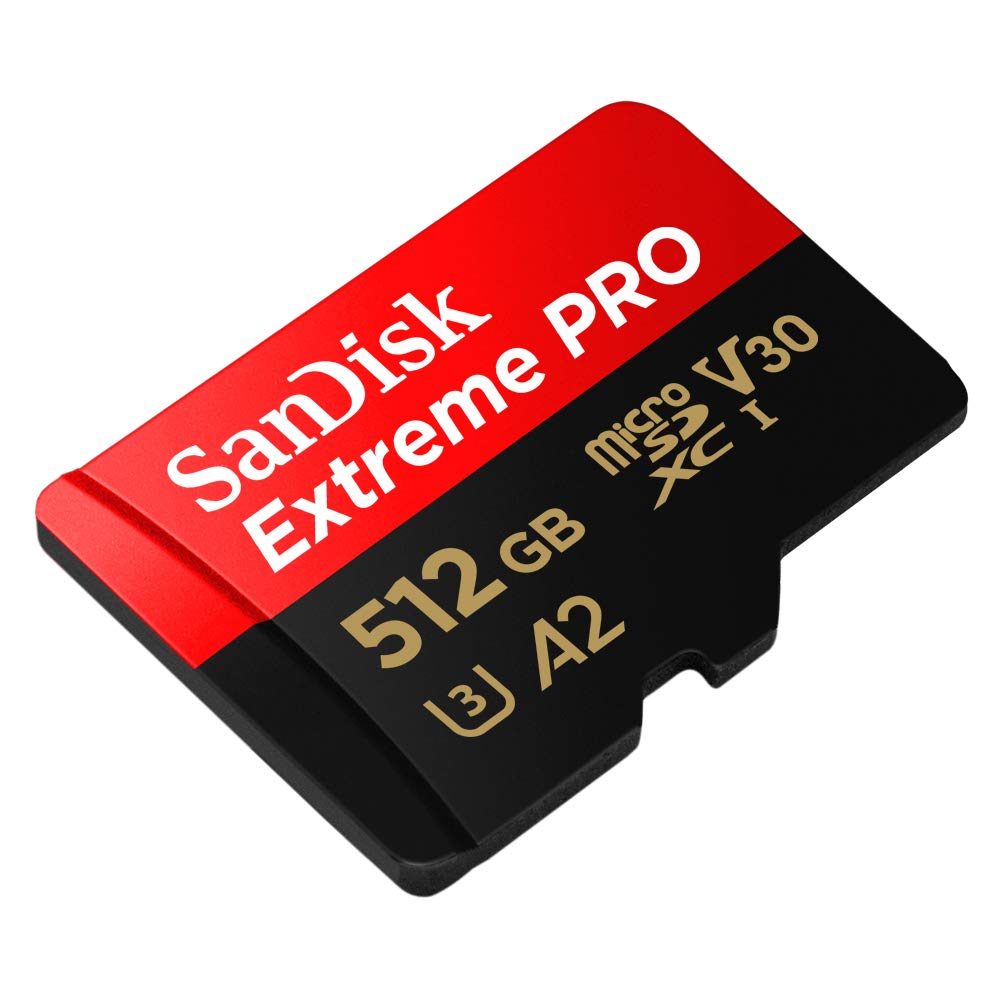 SanDisk Extreme PRO microSDXC UHS-I Memory Card 512 GB + Adapter & RescuePRO Deluxe (for Smartphones, Action Cameras or Drones, A2, Class 10, V30, U3, 200 MB/s Transfer)