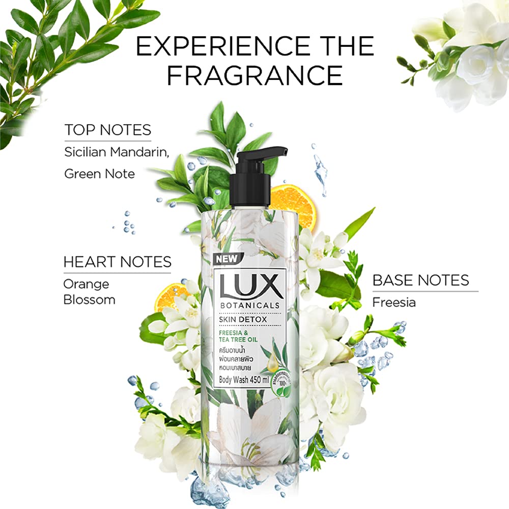 Lux Botanicals Skin Detox Shower Gel, Natural Extracts, No Paraben, Free Loofah, 450 ml