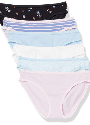 Amazon Essentials Women's Breathable Cotton Bikini Brief Underwear with Full Coverage, Multipacks