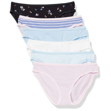 Amazon Essentials Women's Breathable Cotton Bikini Brief Underwear with Full Coverage, Multipacks