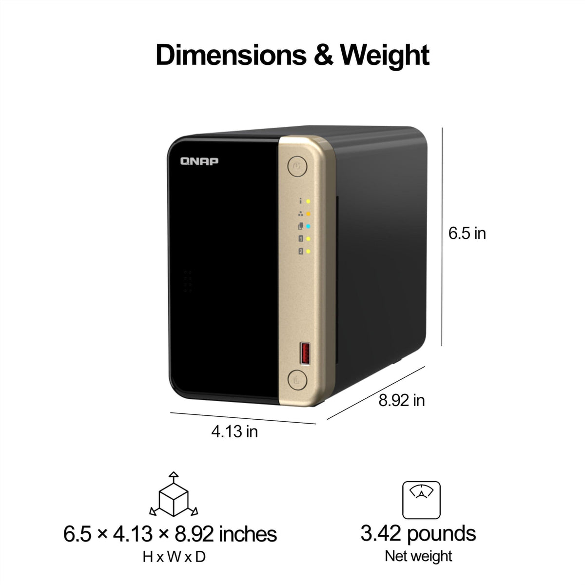 QNAP TS-264-8G-US 2 Bay High-Performance Desktop NAS with Intel Celeron Quad-core Processor, M.2 PCIe Slots and Dual 2.5GbE (2.5G/1G/100M) Network Connectivity (Diskless)