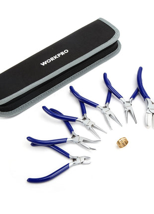 WORKPRO Jewelry Plicers Set, 7-Piece Jewelry Making Tools Kit with Needle Round Nose Plier and Bent Nose Plier Wire Cutter for Jewelry Repair, Beading, Wire Wrapping, Crafts, with Carrying Pouch